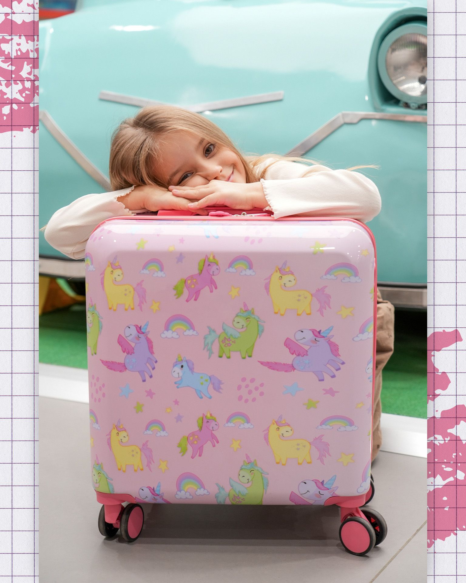 Cestovný kufor pre deti jednorožce ružová