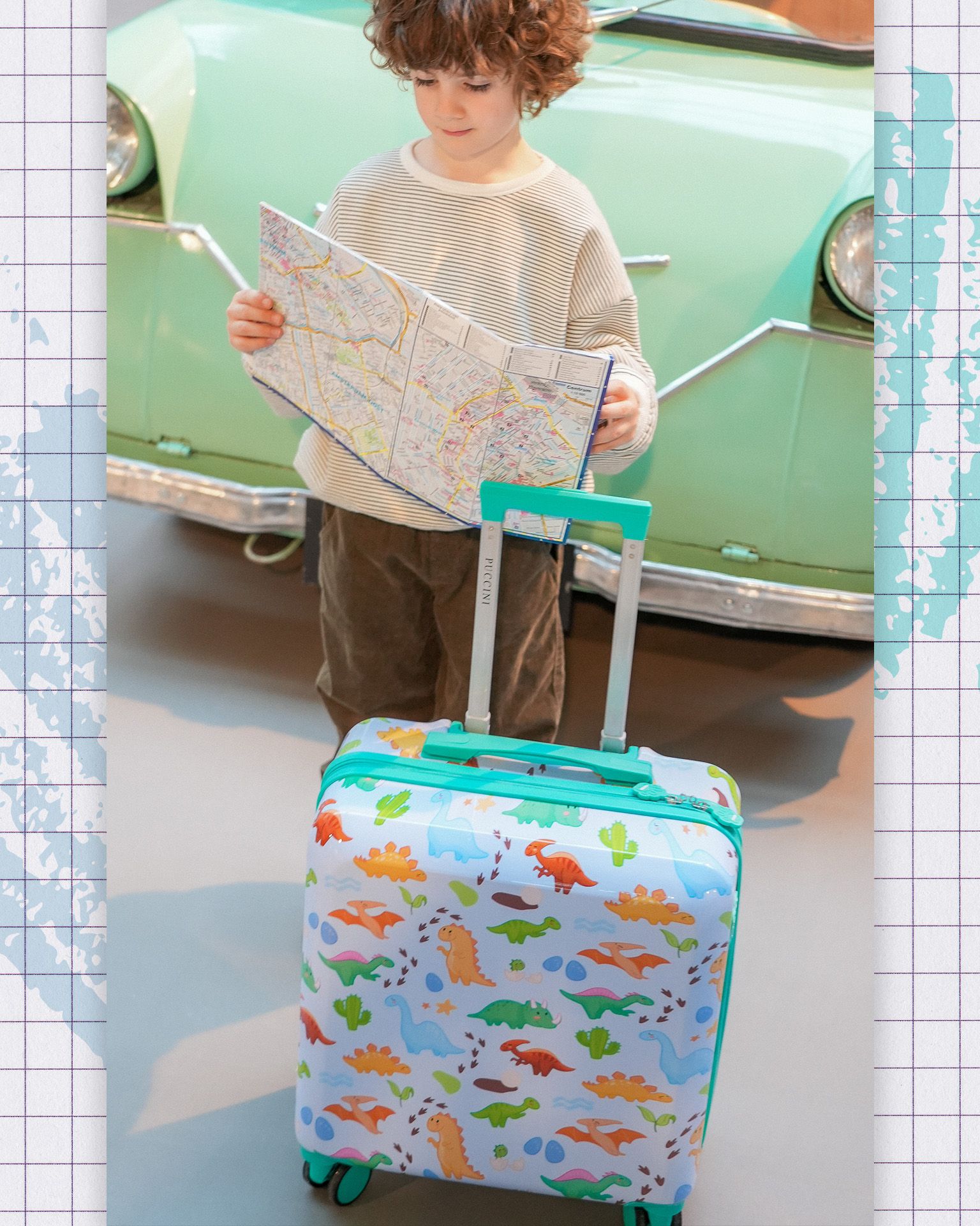 Detský kufor dinosaurus modrý