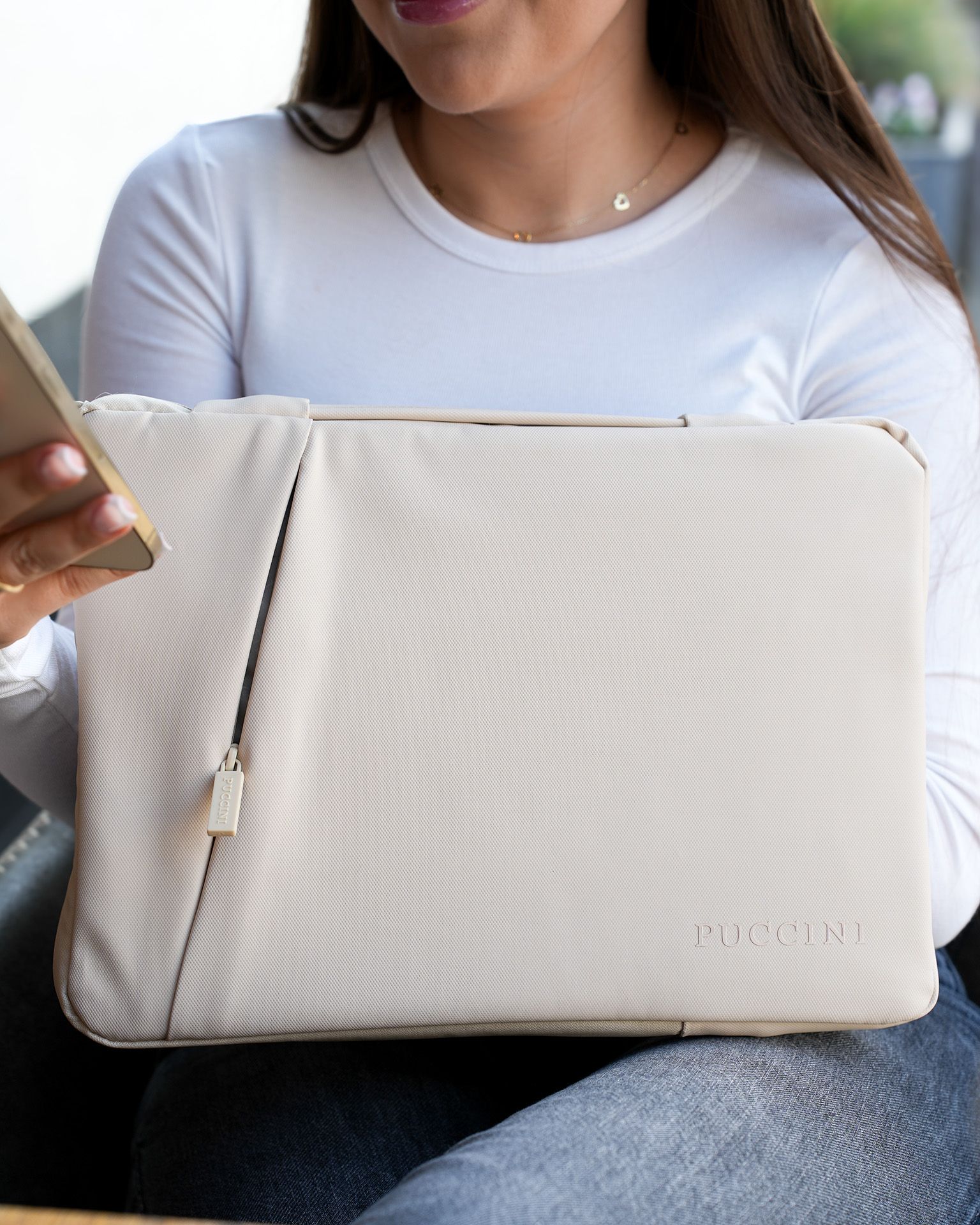 Vodotesné puzdro na laptop s veľkosťou 15,6 palca béžové