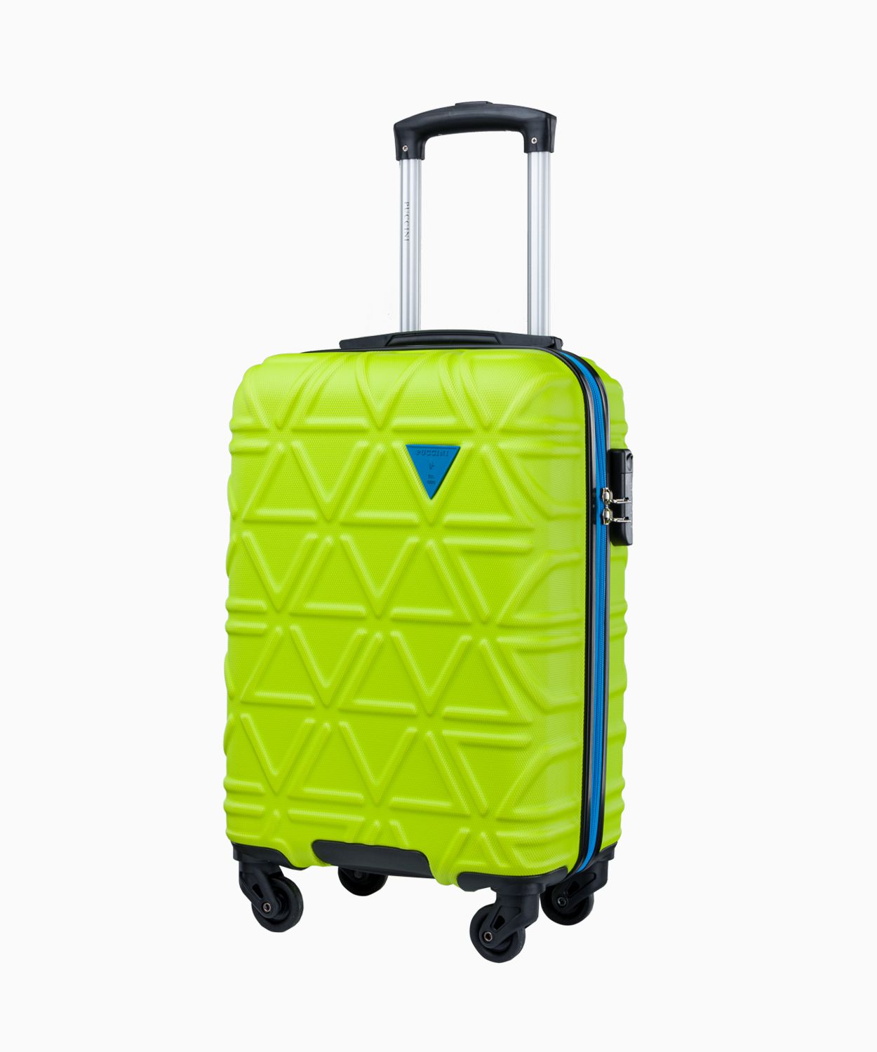 Limetkovo zelený kabínový kufor s kontrastným povrchom