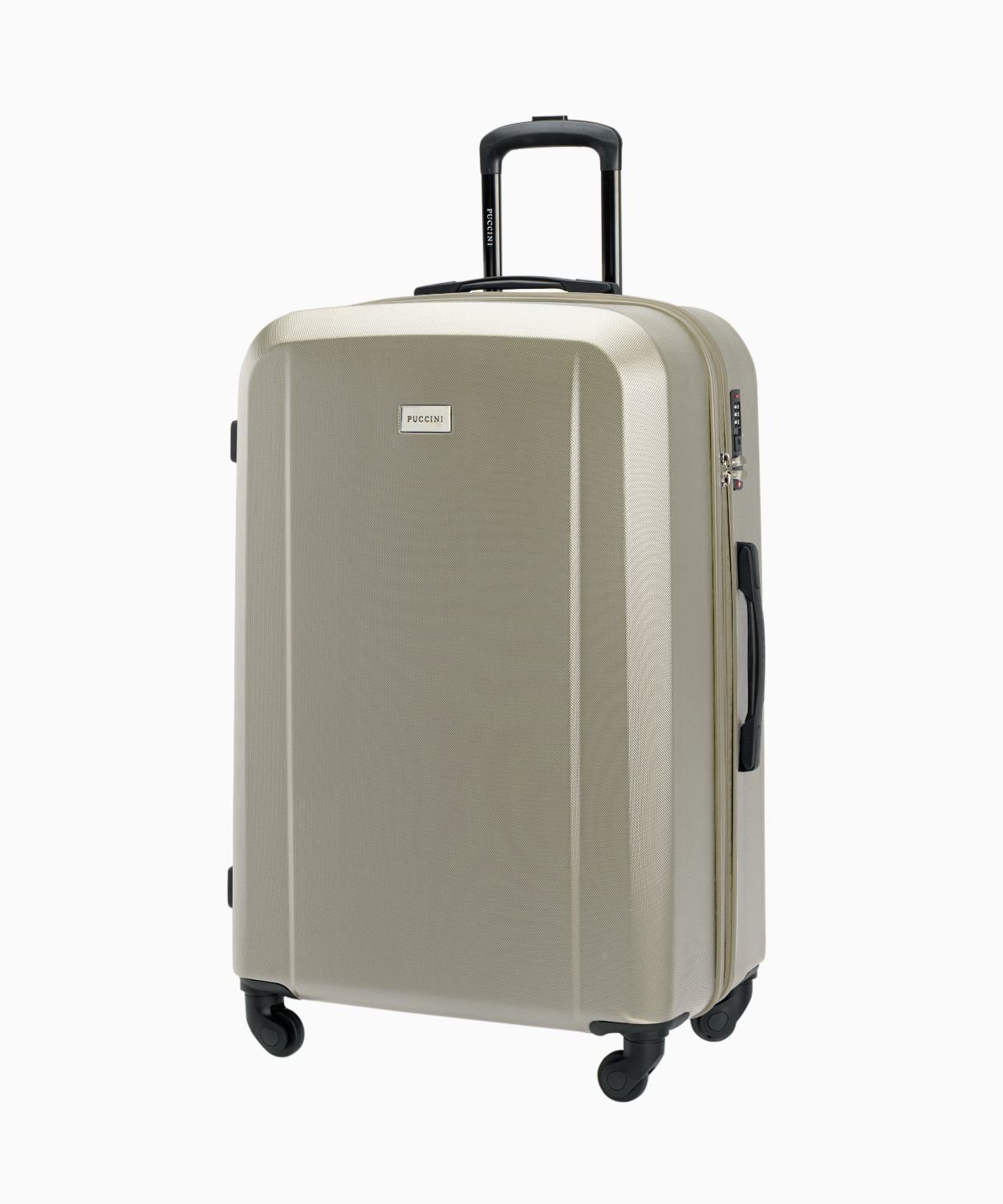 Veľký jednofarebný kufor v odtieni šampanské