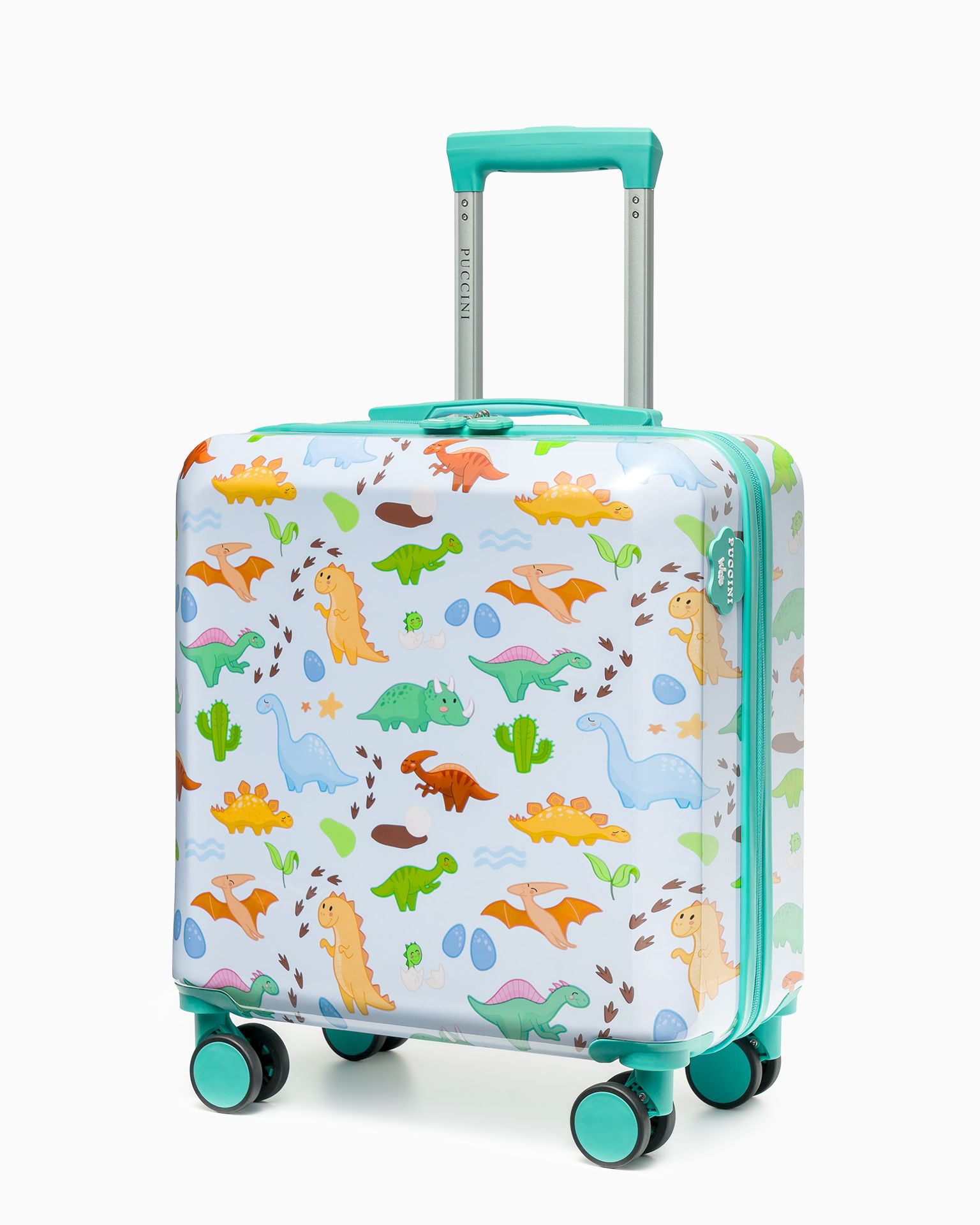 Súprava batožiny pre deti + cestovný vankúš modré dinosaury