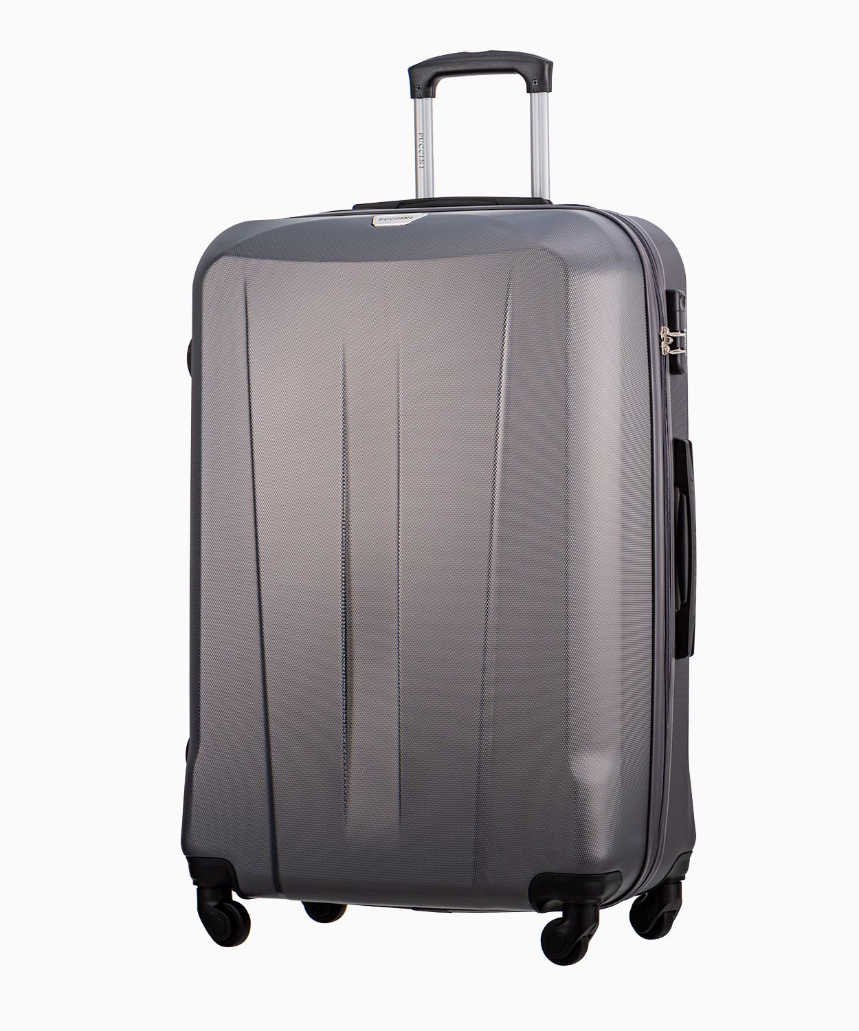 Šedý veľký kufor na štyroch kolieskach