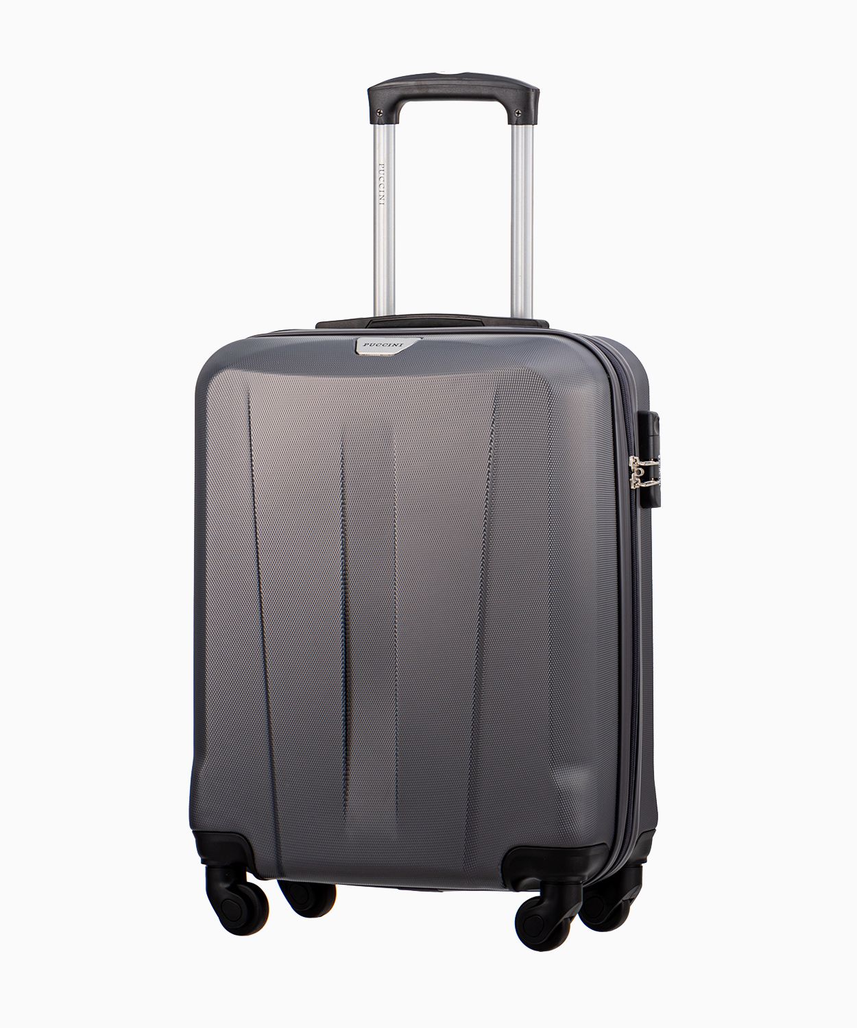 Šedý kabínový kufor na štyroch kolieskach