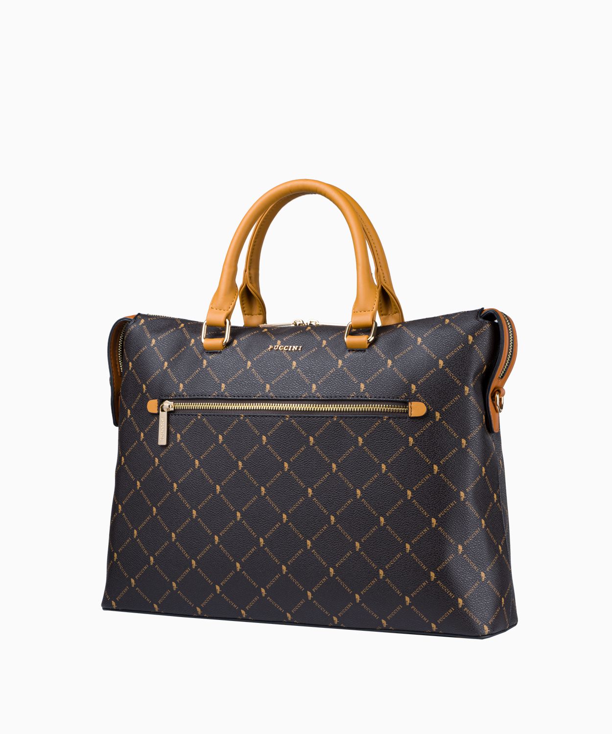 Dámska hnedá aktovka s logom na notebook