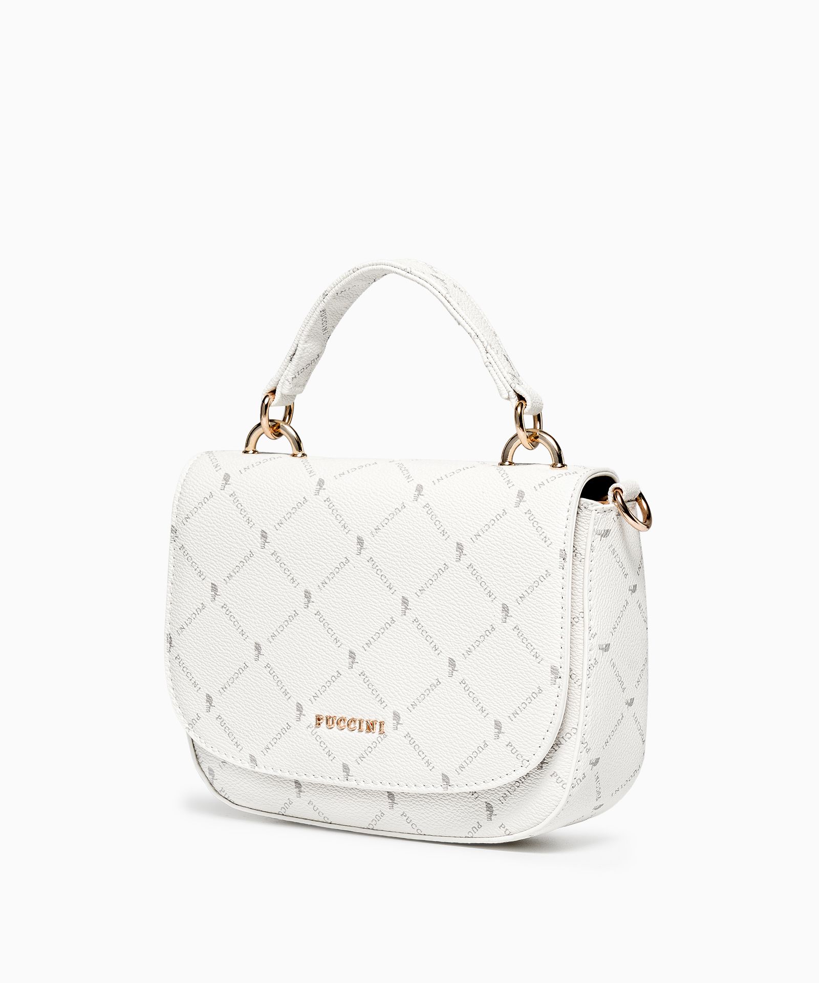 Dámska crossbody kabelka biela s monogramom