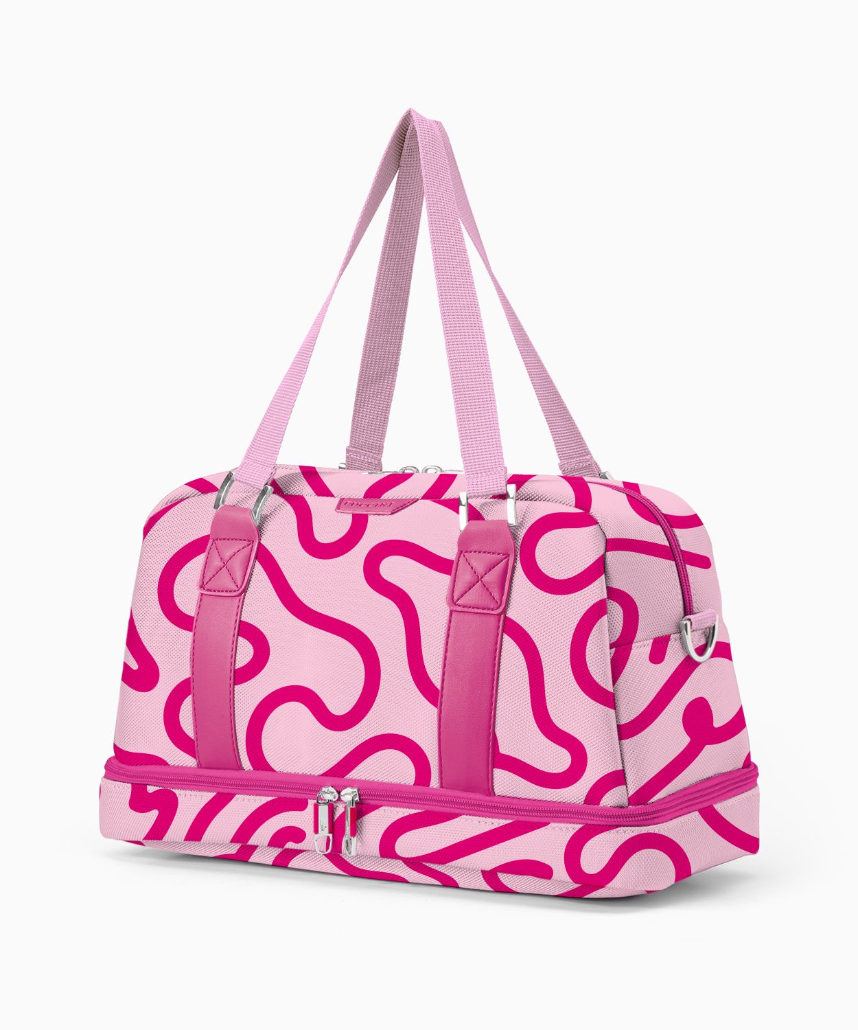 Malá víkendová taška s ďalšou priehradkou na dne - potlač ružová