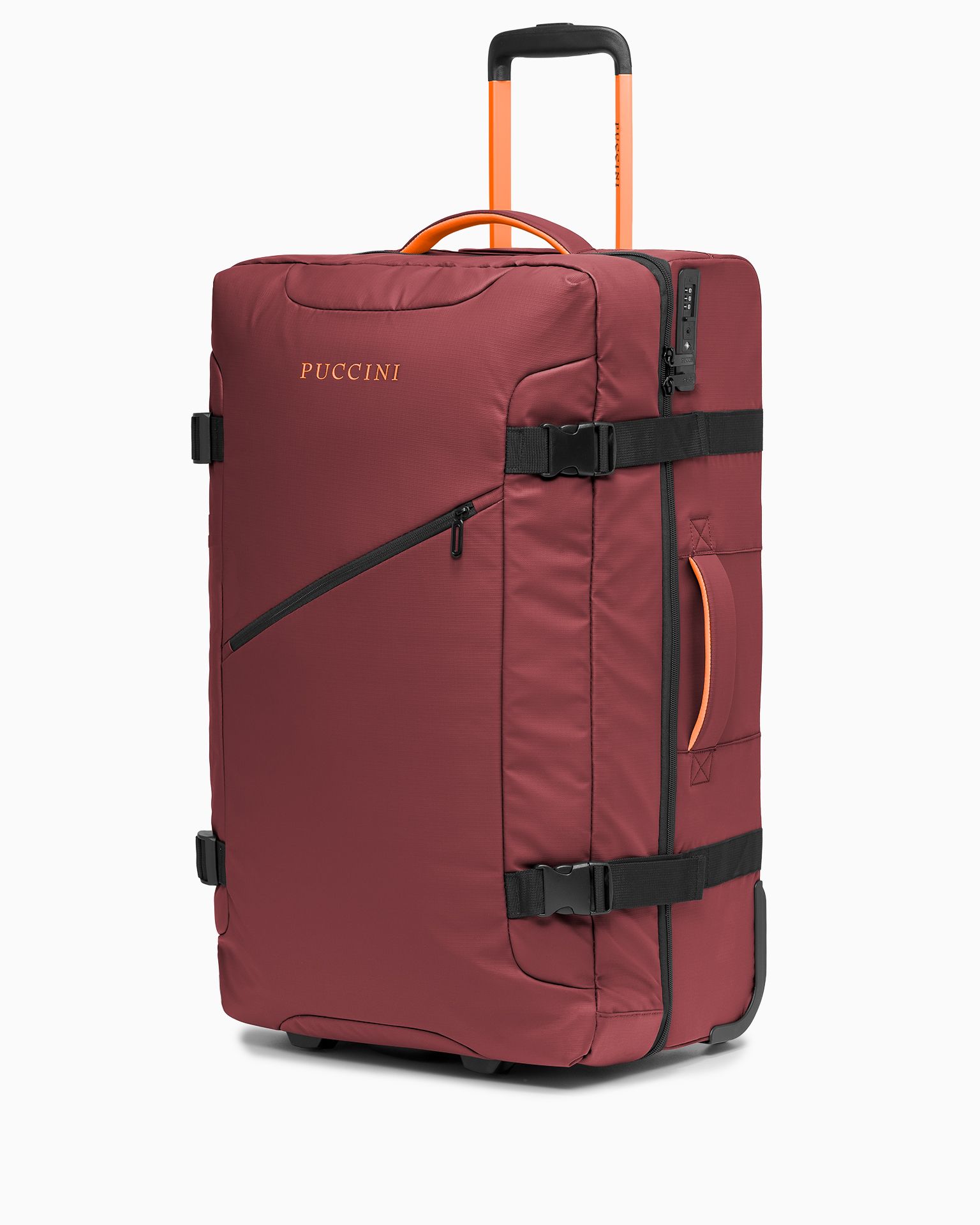 Veľký mäkký kufor na dvoch kolieskach červený