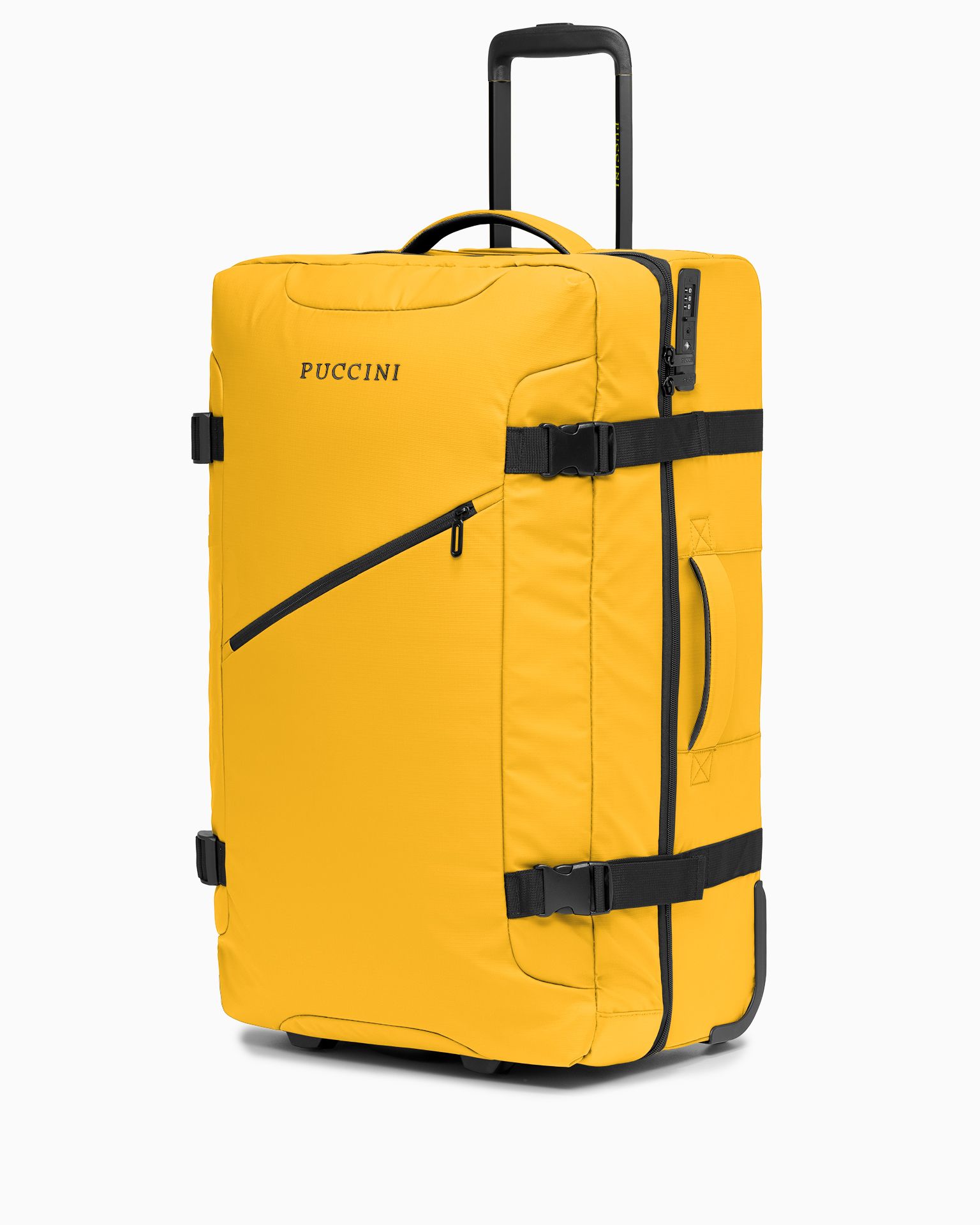 Veľký mäkký kufor na dvoch kolieskach žltý