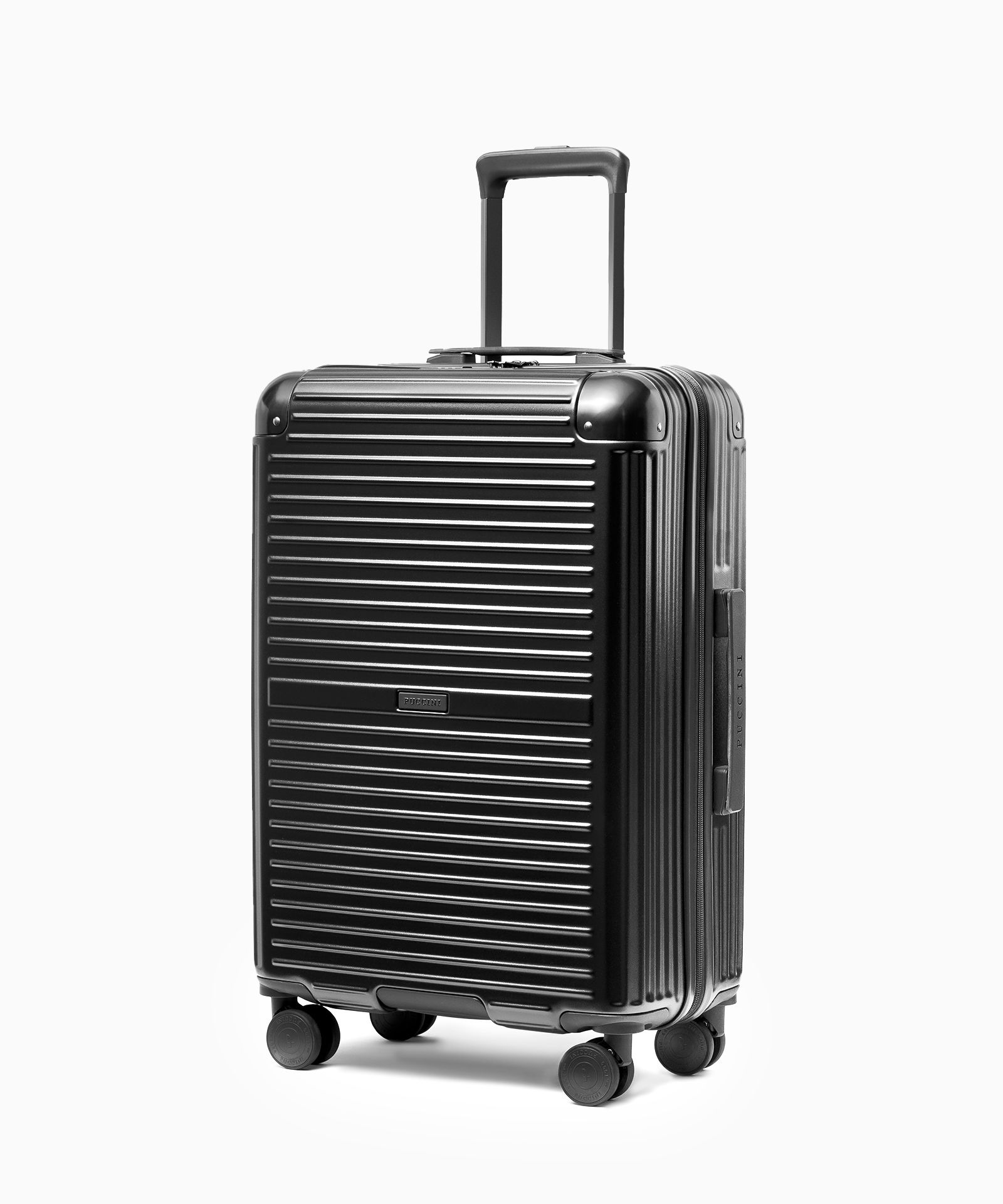 Stredný kufor na kolieskach s hliníkovými rohmi čierny