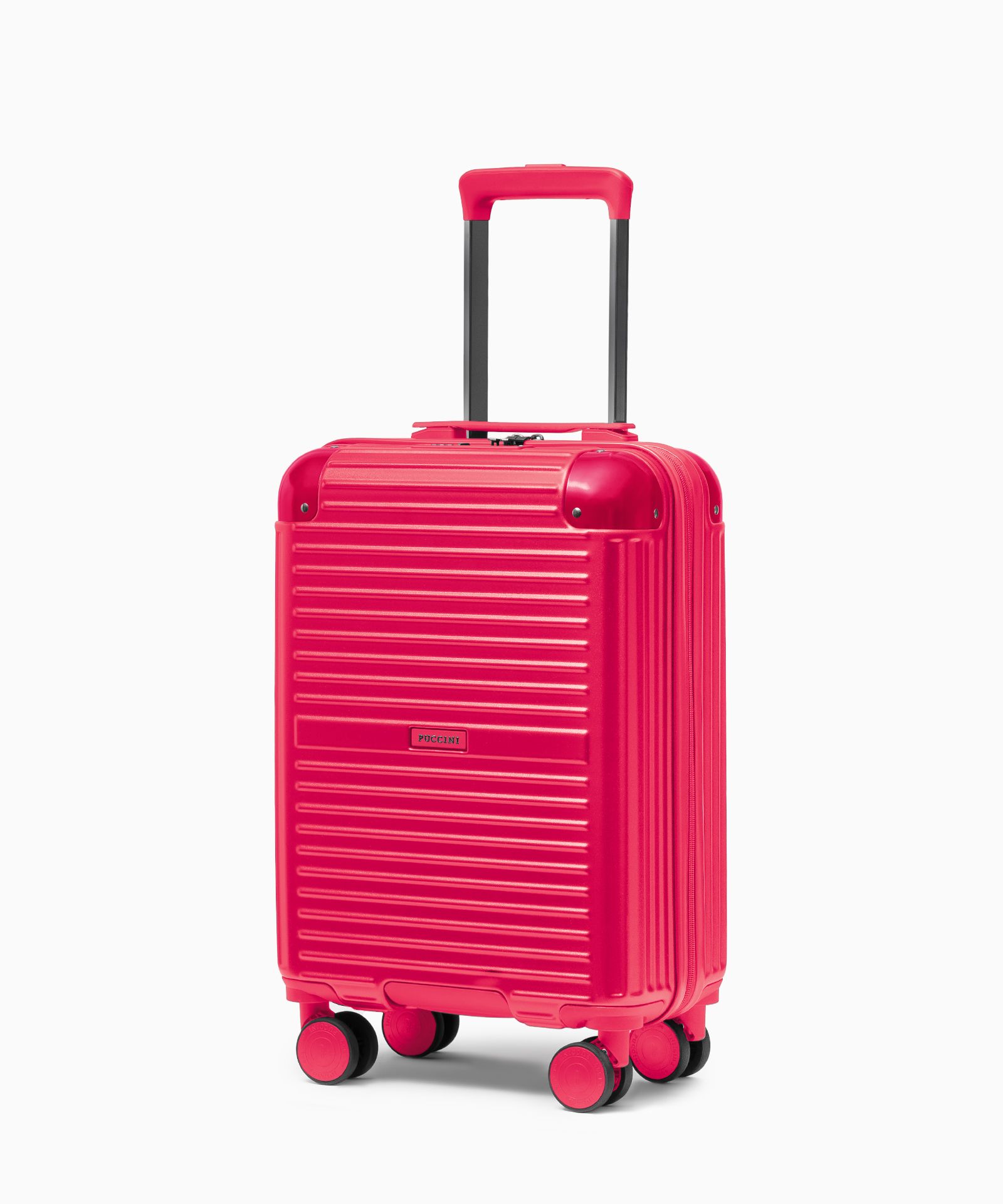 Príručný kufor na kolieskach s hliníkovými rohmi červený