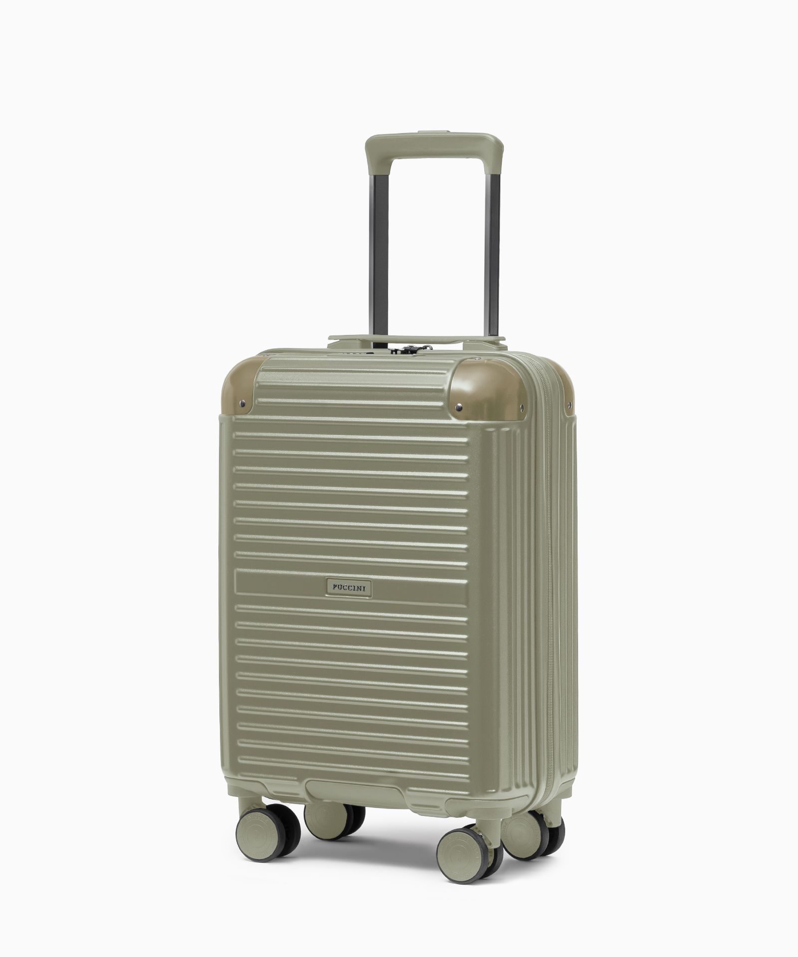 Príručný kufor na kolieskach s hliníkovými rohmi zelený