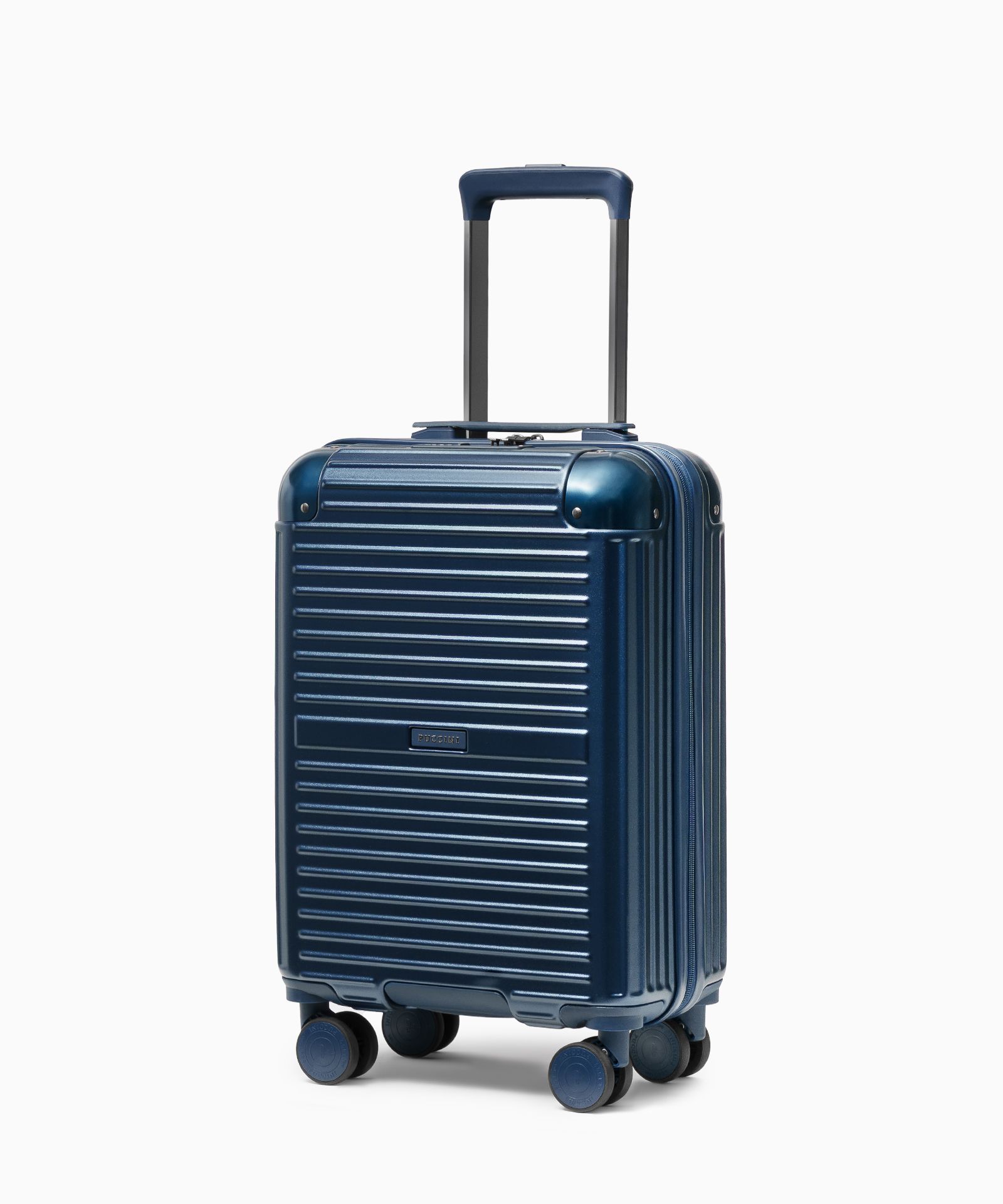 Príručný kufor na kolieskach s hliníkovými rohmi tmavomodrý