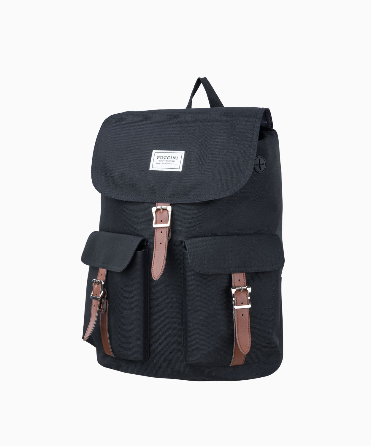 Čierny textilný batoh s vreckami