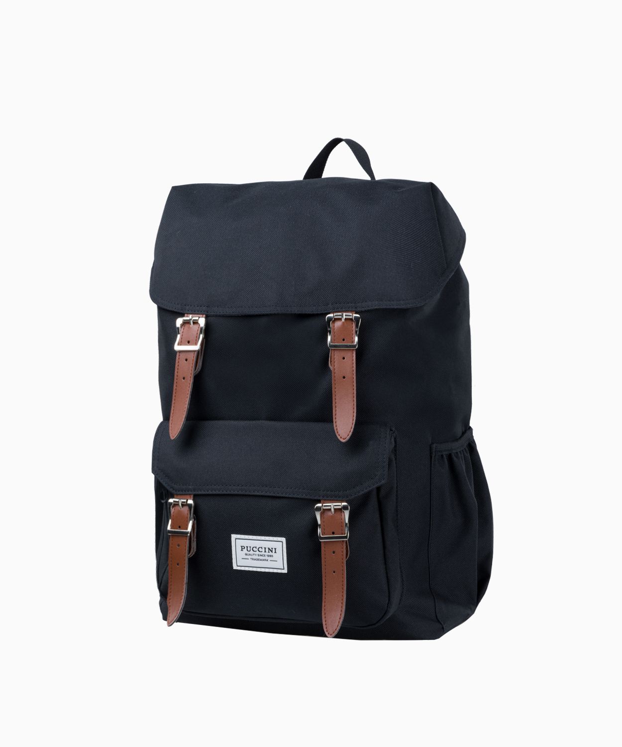 Čierny batoh s vložkami z ekokože