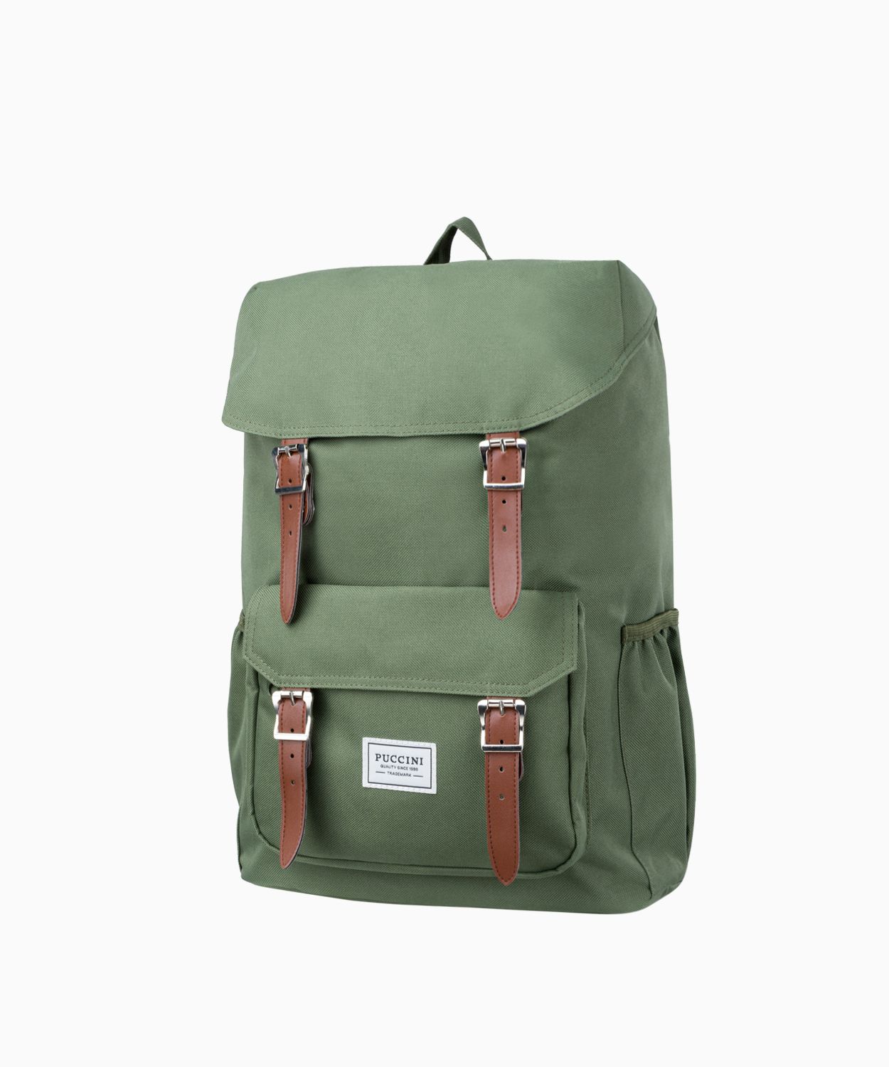 Zelený batoh s vložkami z ekokože