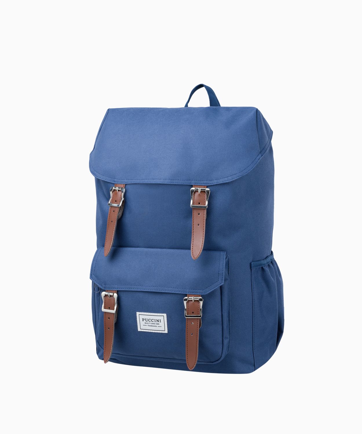 Batoh v námorníckej modrej farbe s vložkami z ekokože
