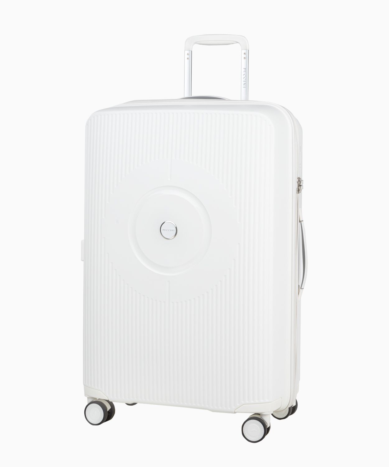 Stredný biely polypropylénový kufor s kombinačným zámkom TSA