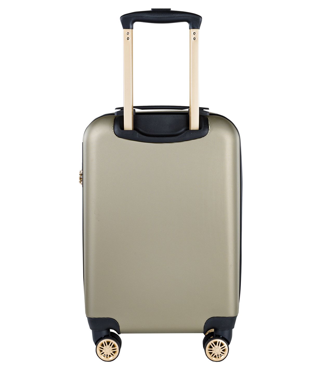 Béžový kabínový kufor s elegantným nápisom