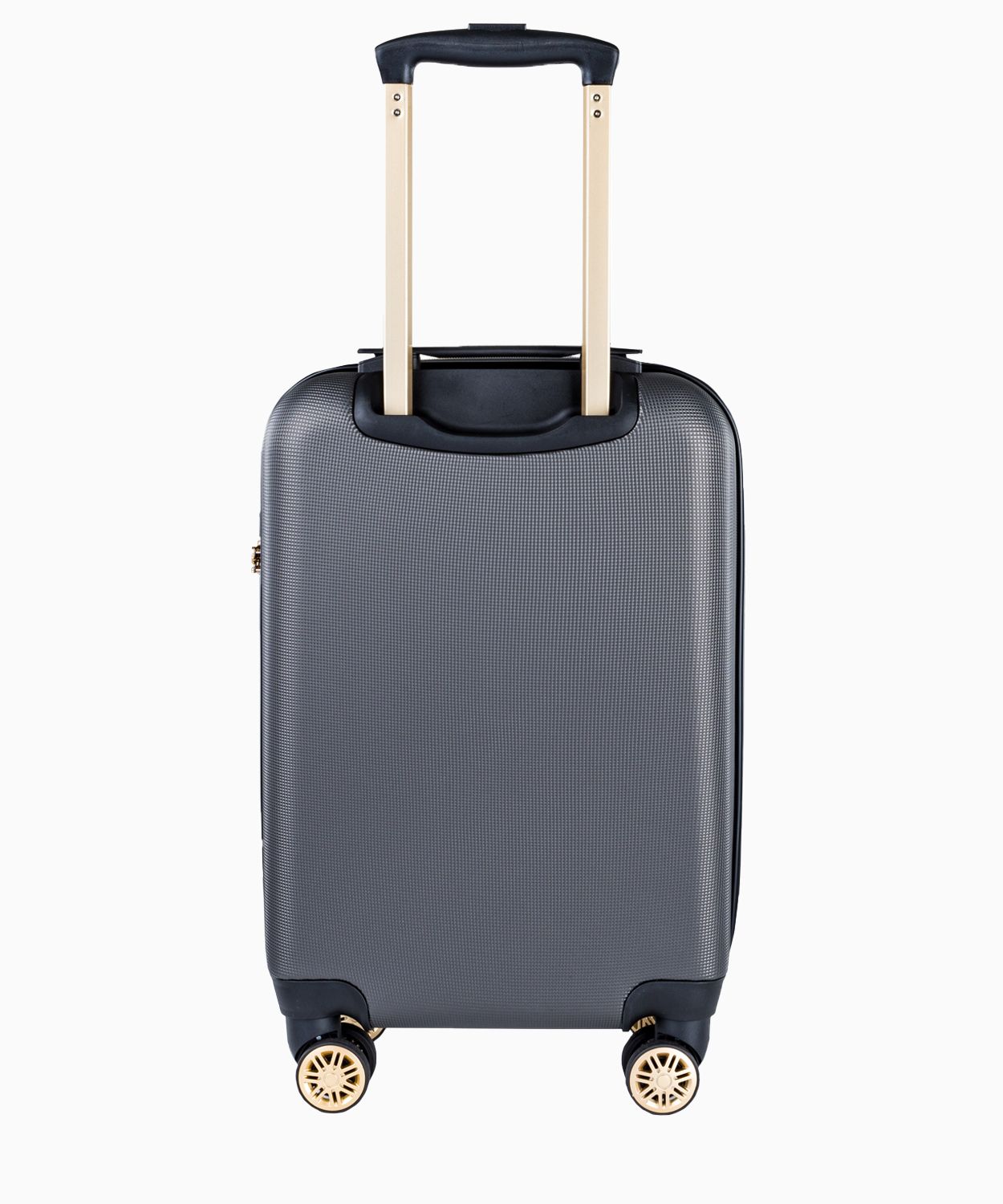 Šedý kabínový kufor s elegantným nápisom