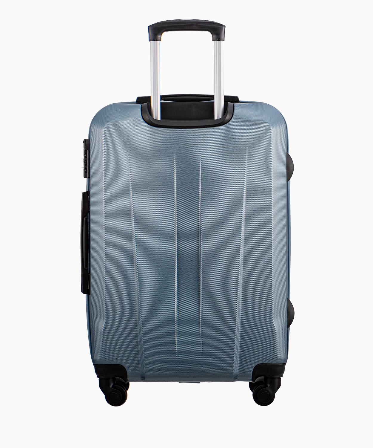 Modrý stredný kufor na štyroch kolieskach