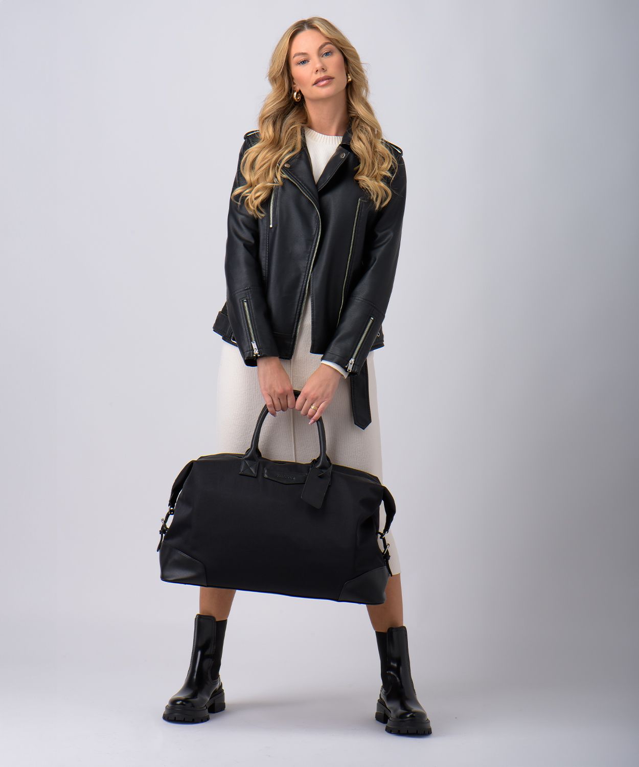 Cestovná taška s prvkami z ekologickej kože čierna