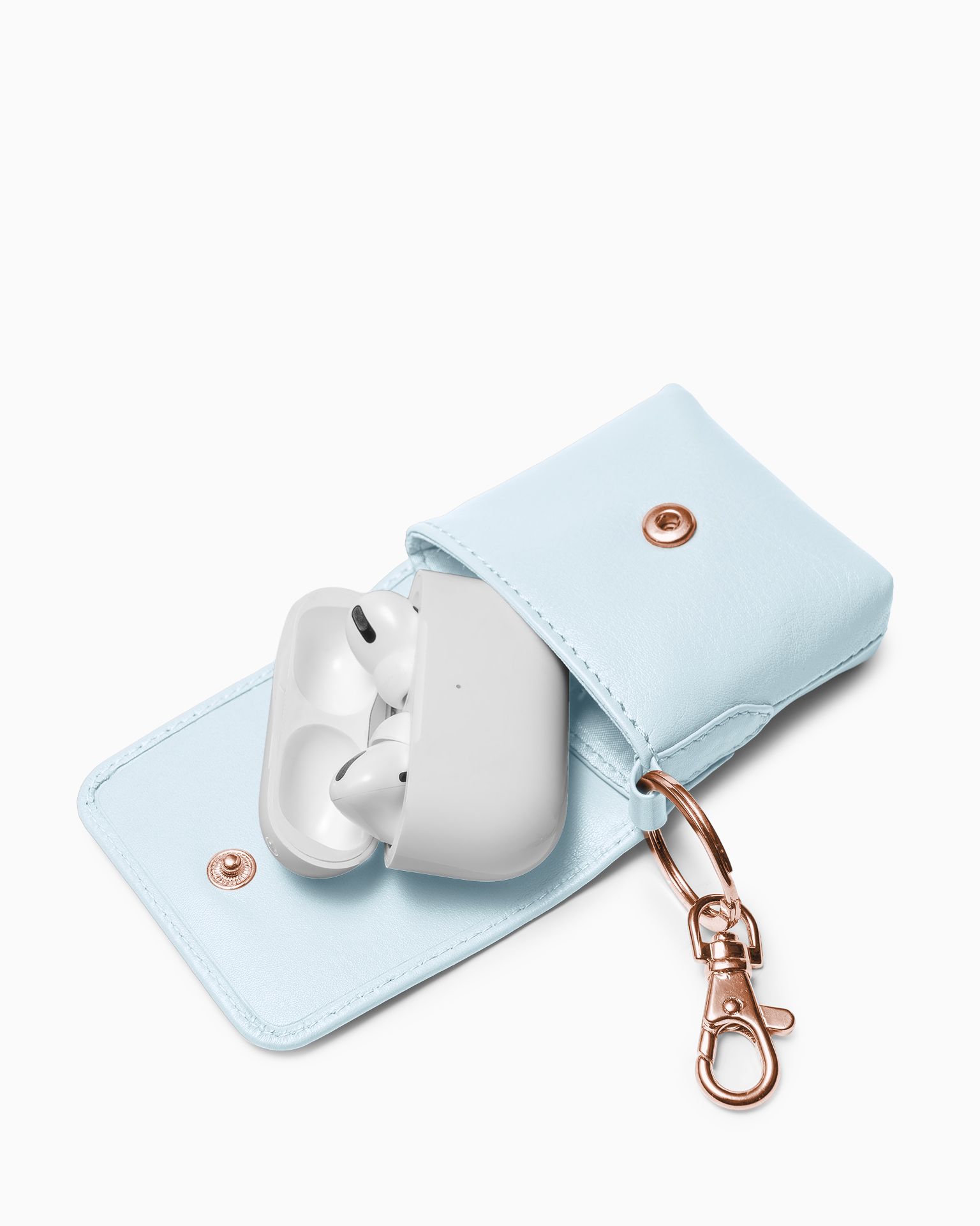 Puzdro na slúchadlá z pravej kože v modrej farbe