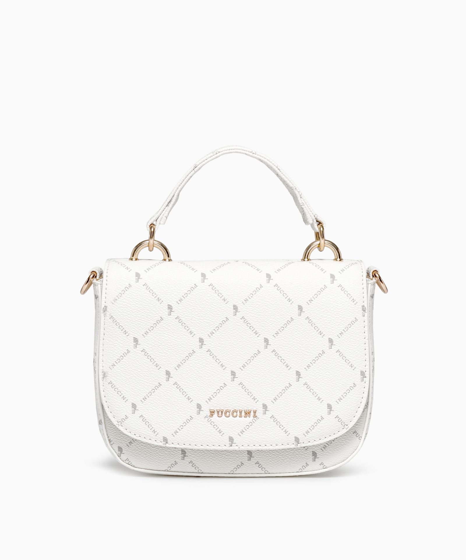 Dámska crossbody kabelka biela s monogramom