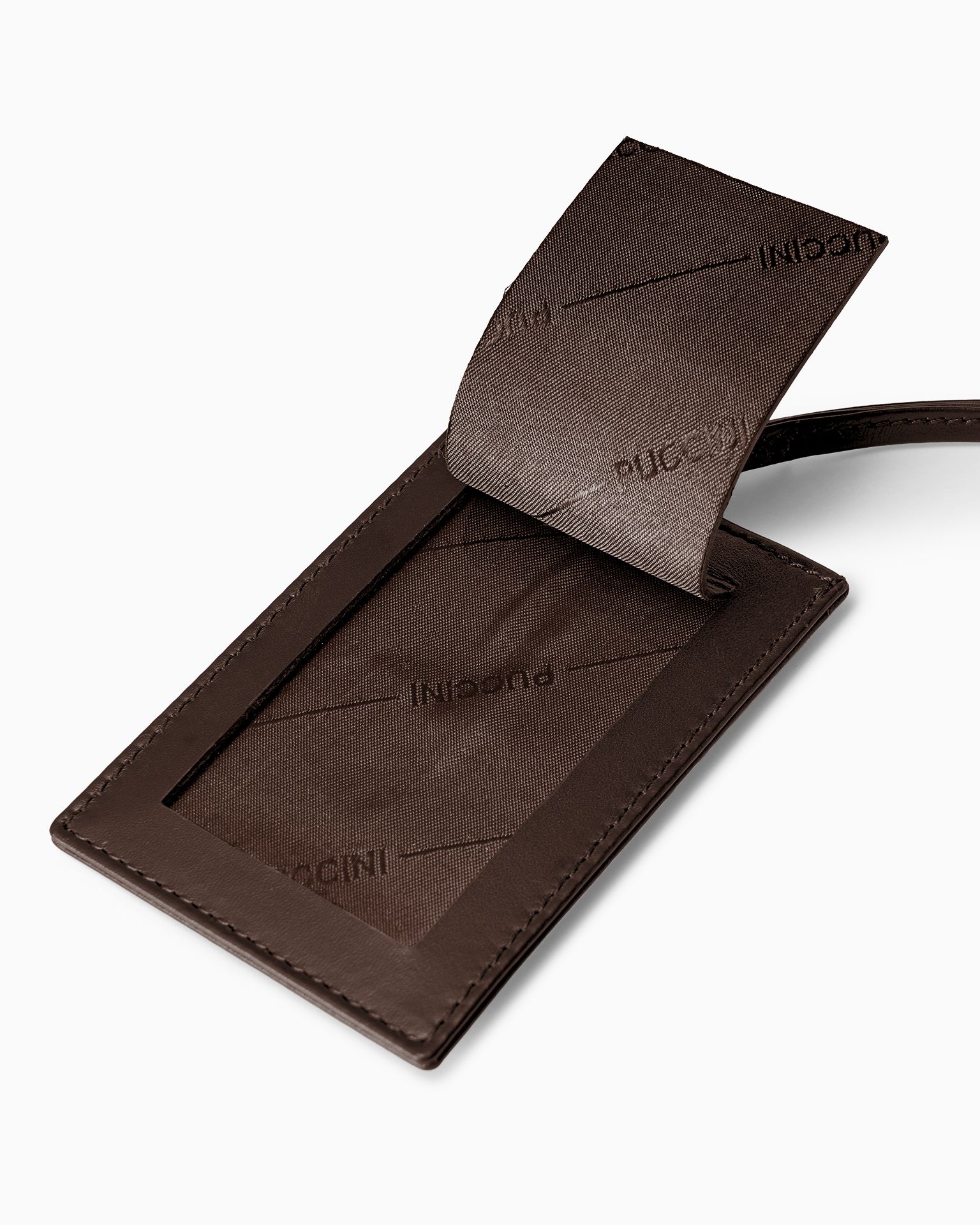 Tmavohnedý kožený prívesok na batožinu