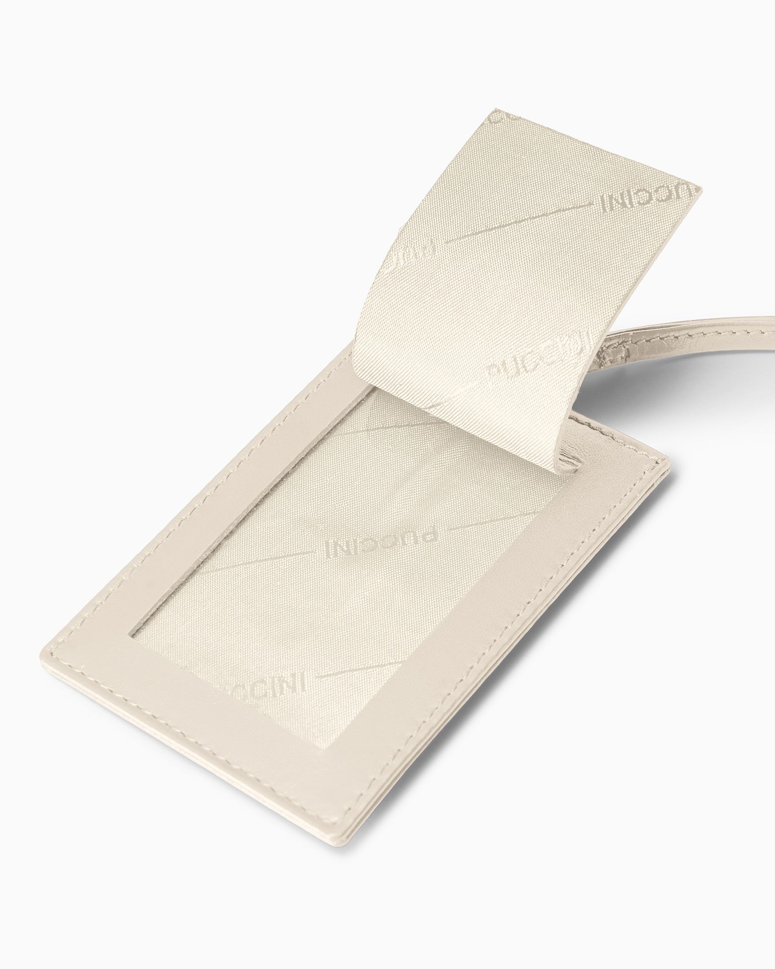 Kožený prívesok na batožinu béžovej farby