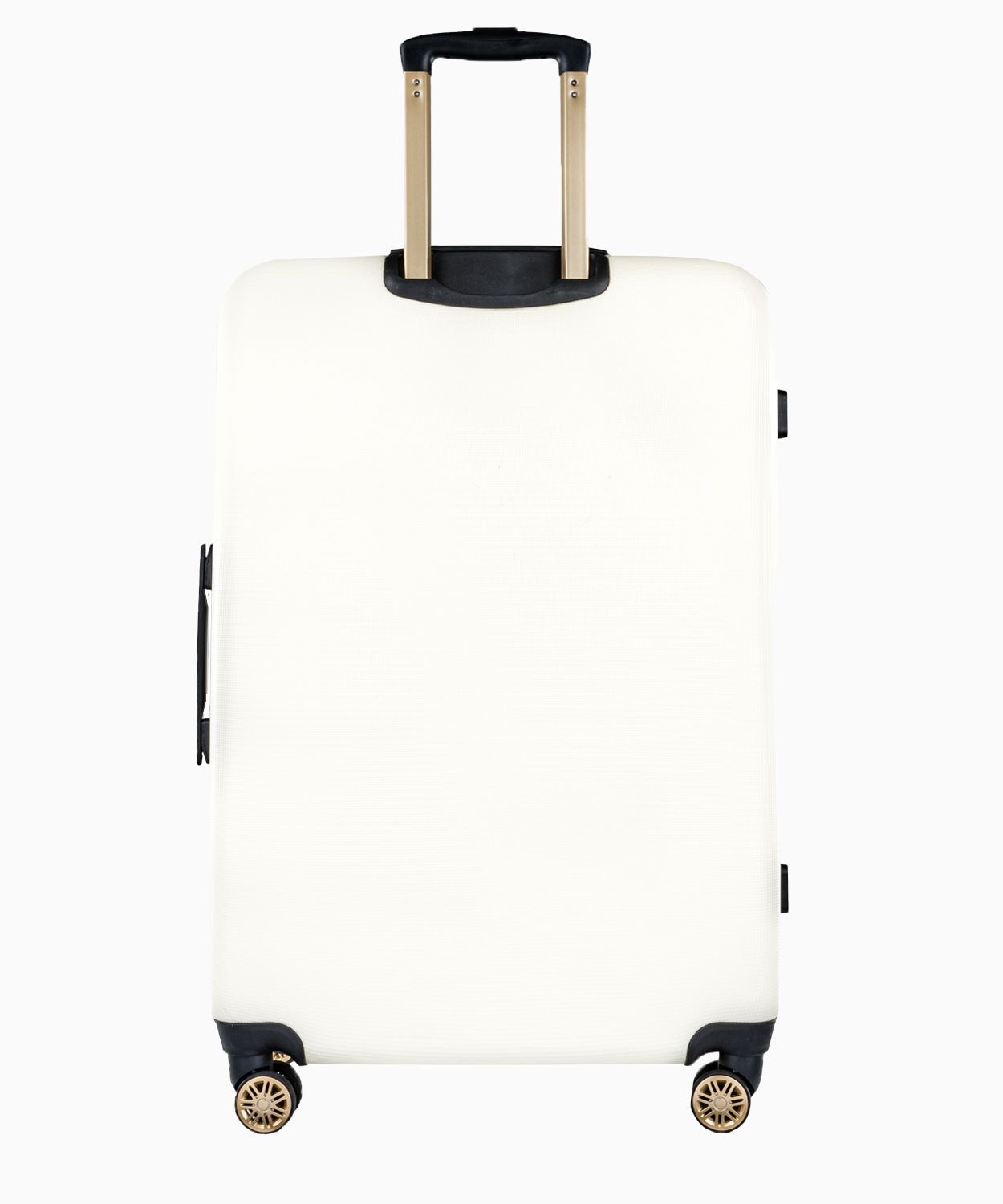 Veľký biely kufor s elegantným nápisom