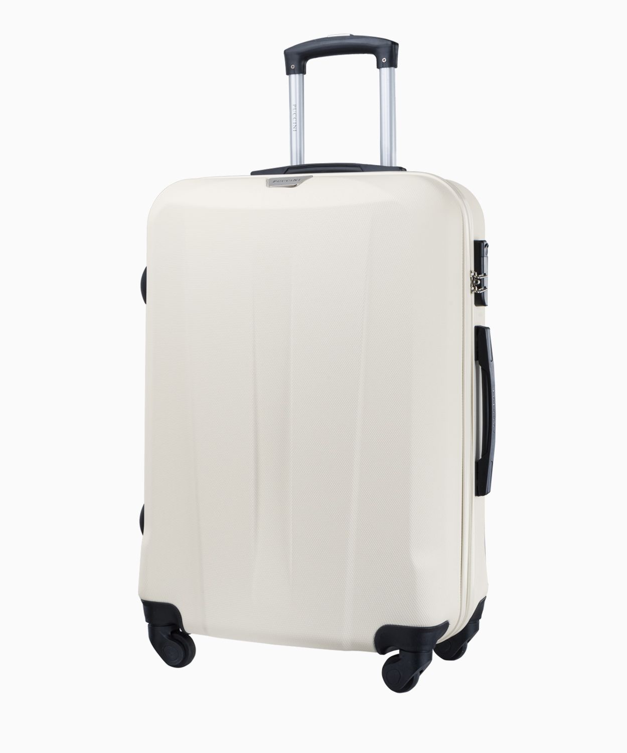 Biely stredný kufor na štyroch kolieskach