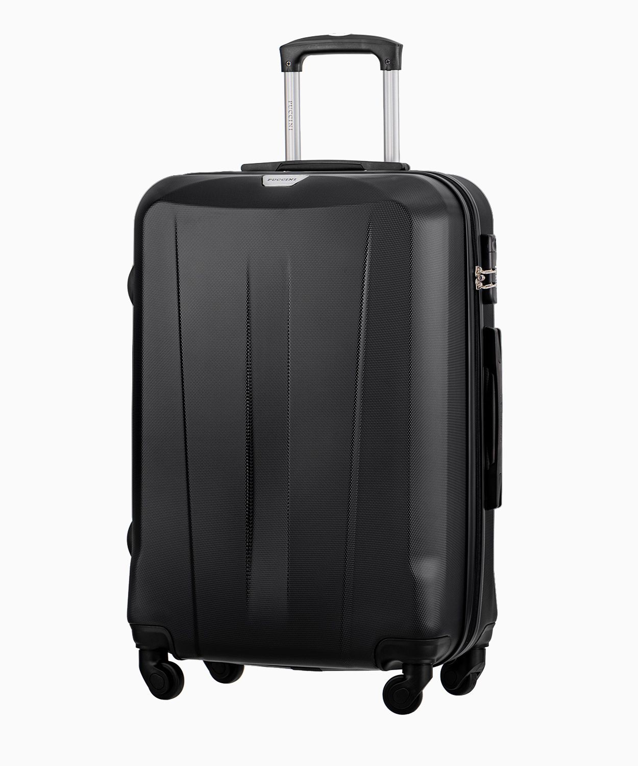 Čierny stredný kufor na štyroch kolieskach