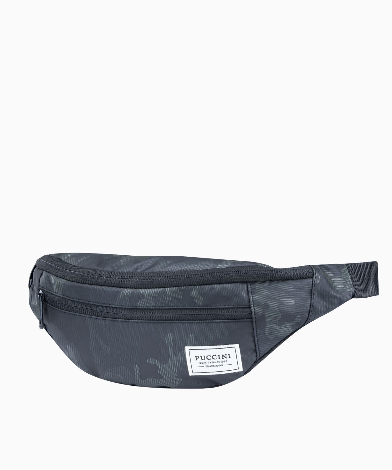 Čierna látková ľadvinka so vzorom camo