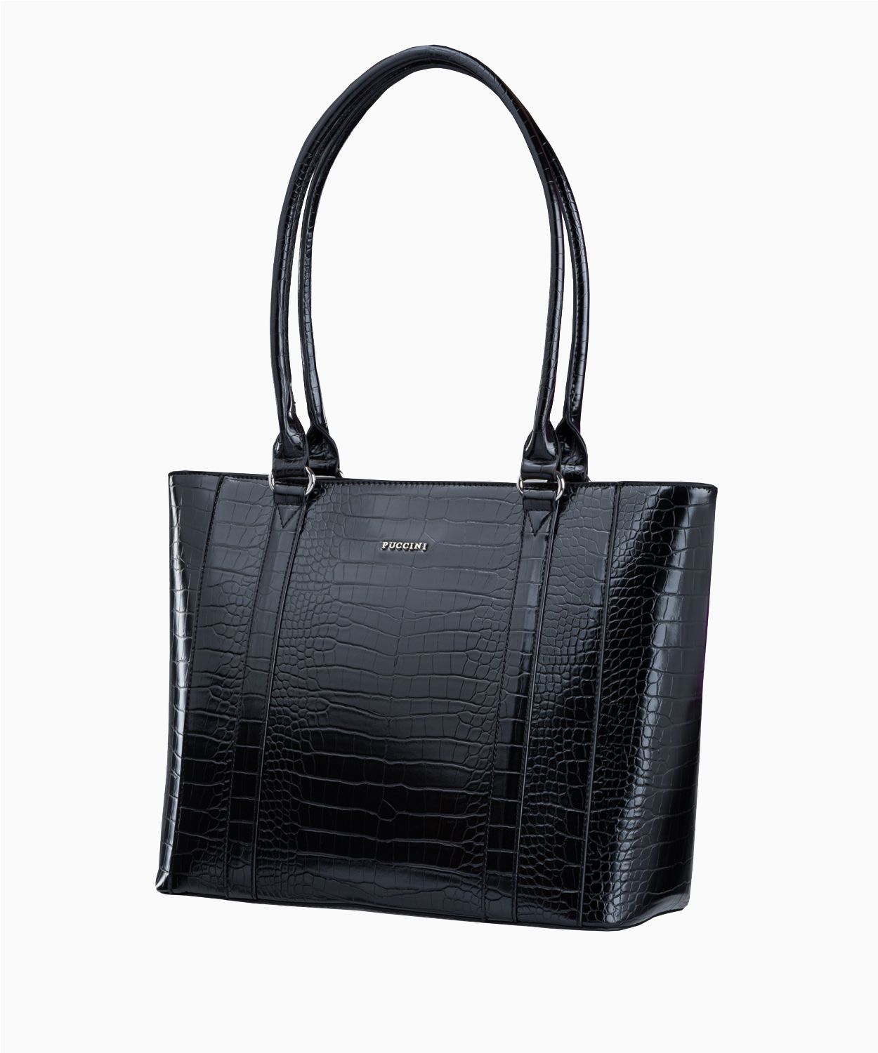 Čierna lakovaná shopper taška z ekokože crocco