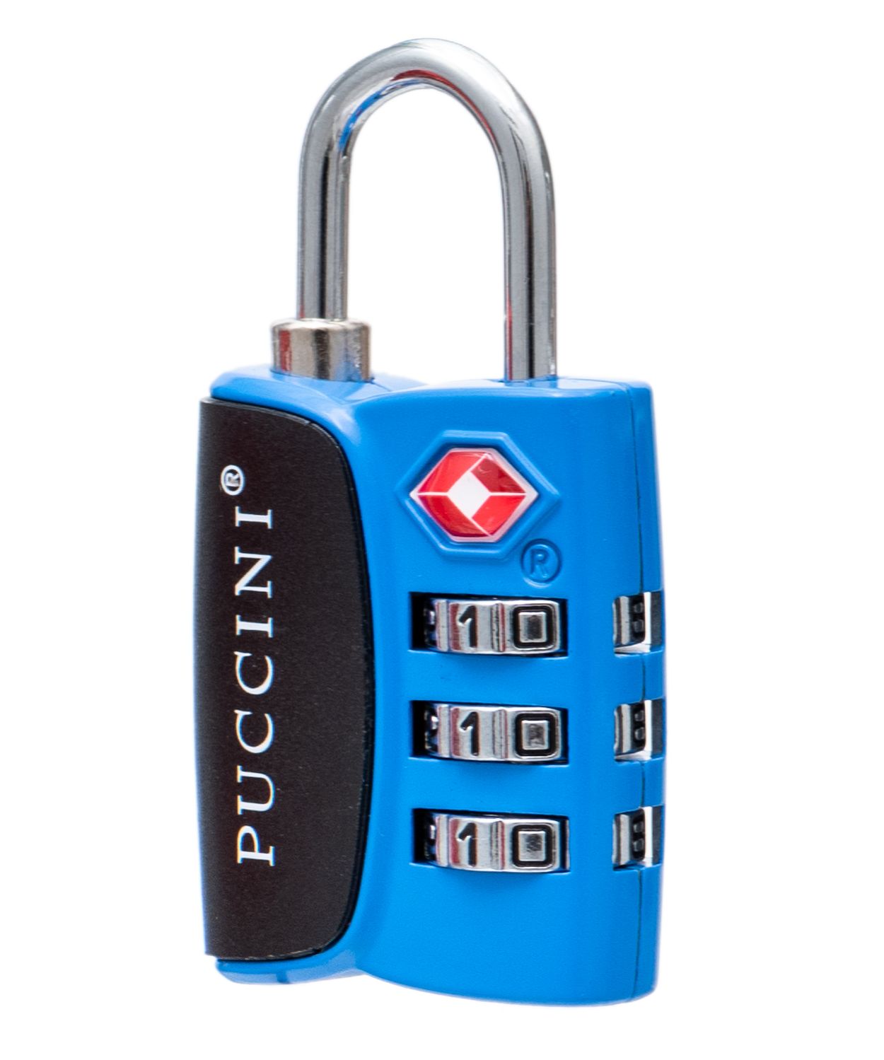 Modrý visiaci zámok na batožinu s kombinačným zámkom TSA