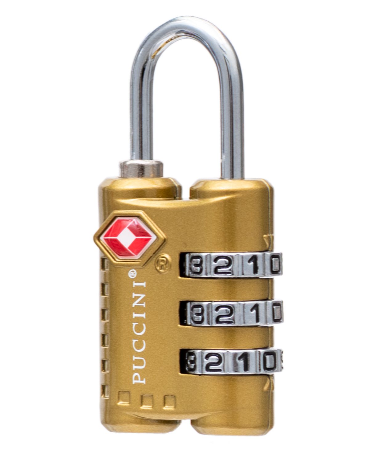 Zlatý visiaci zámok na batožinu s kombinačným zámkom TSA