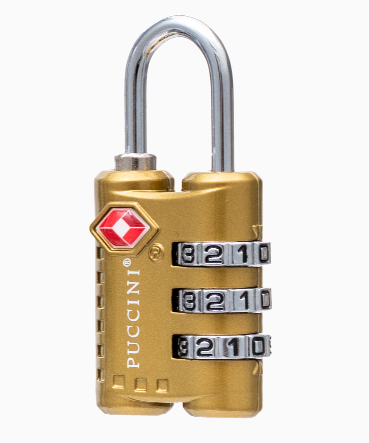 Zlatý visiaci zámok na batožinu s kombinačným zámkom TSA