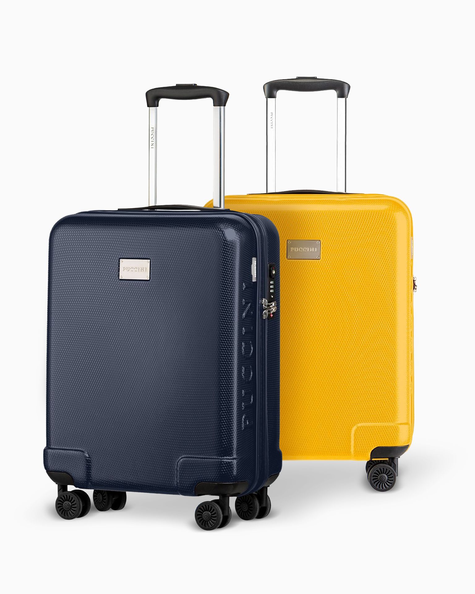 Súprava polykarbonátových kabínových kufrov námornícka modrá + žltá