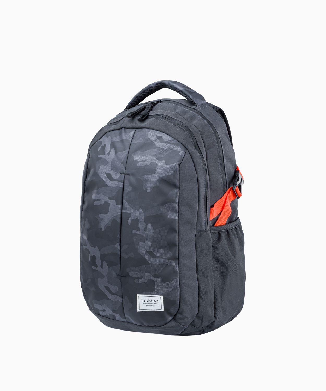 Šedý batoh s vreckami vzor camo