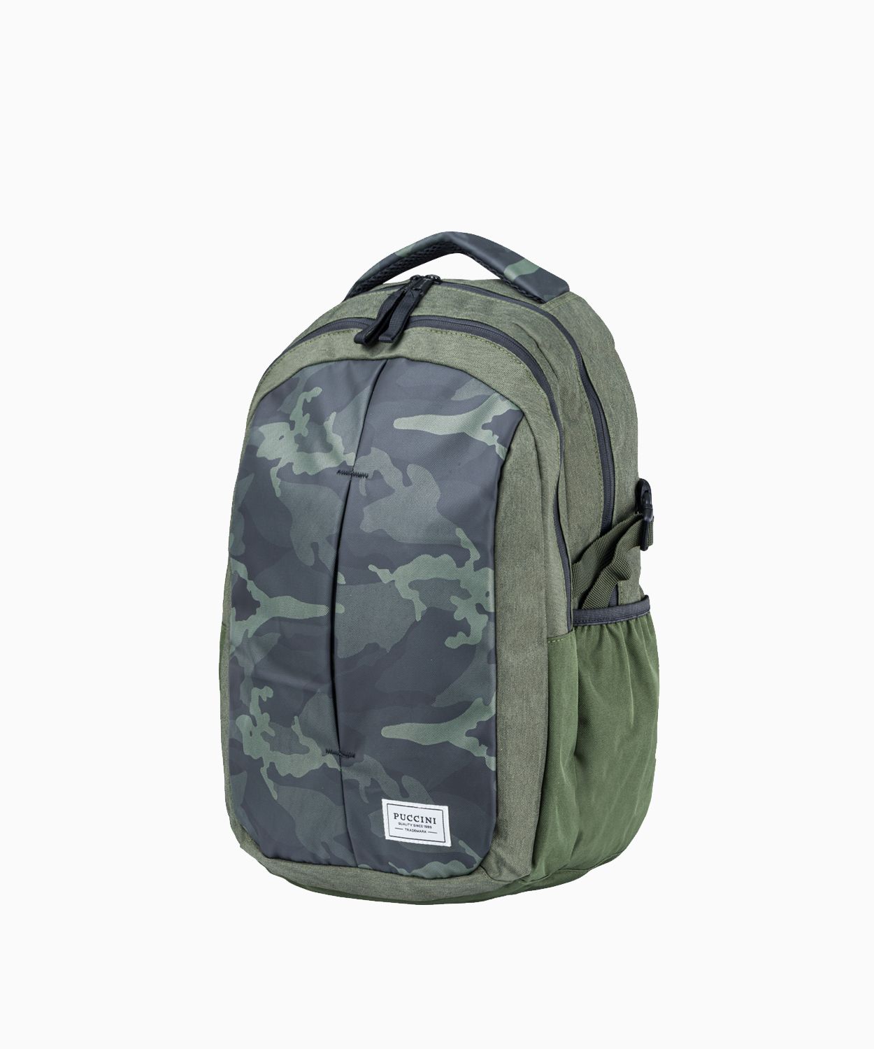 Zelený batoh s vreckami vzor camo