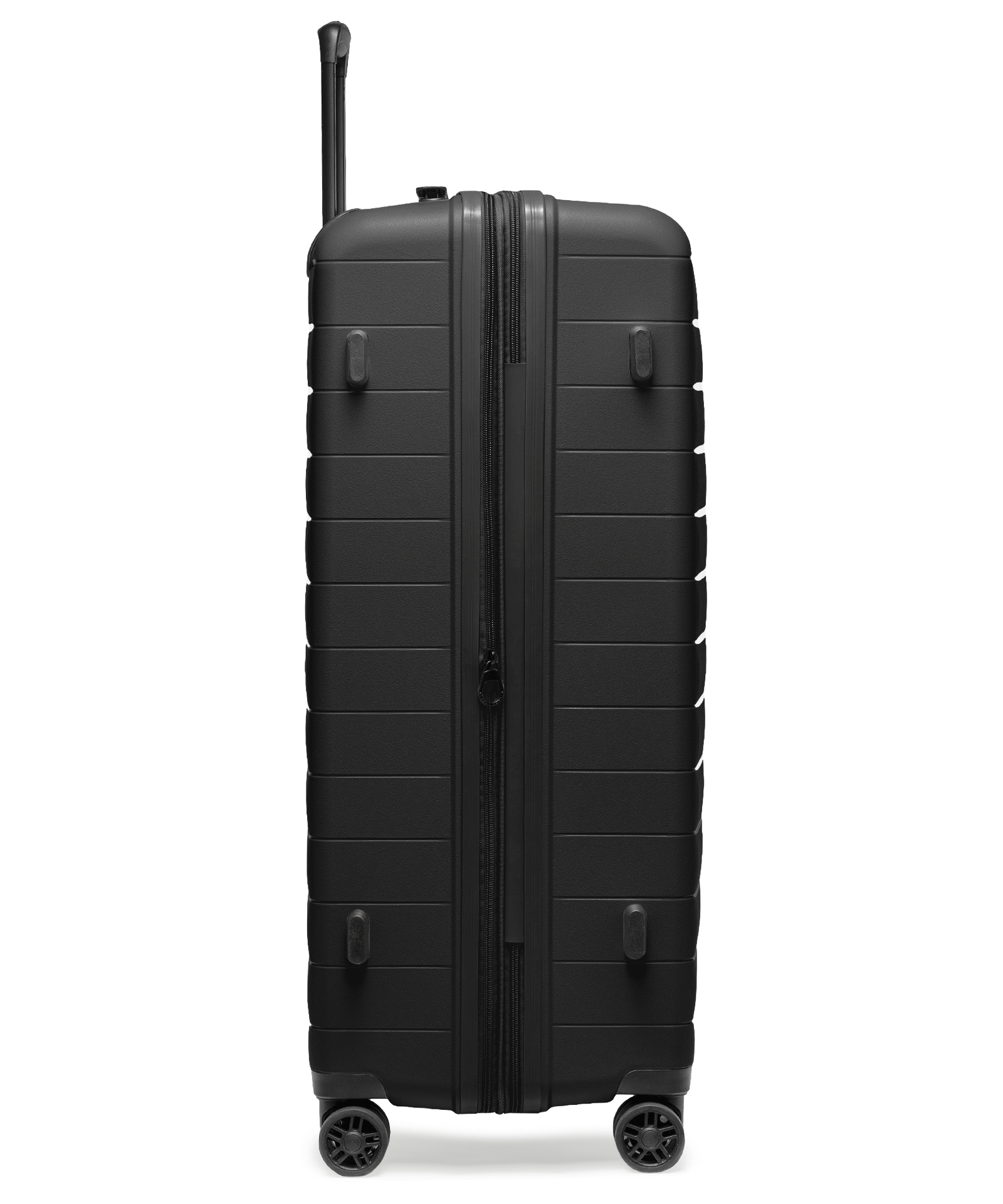 Veľký kufor s nadstavcom z polypropylénu čiernej farby