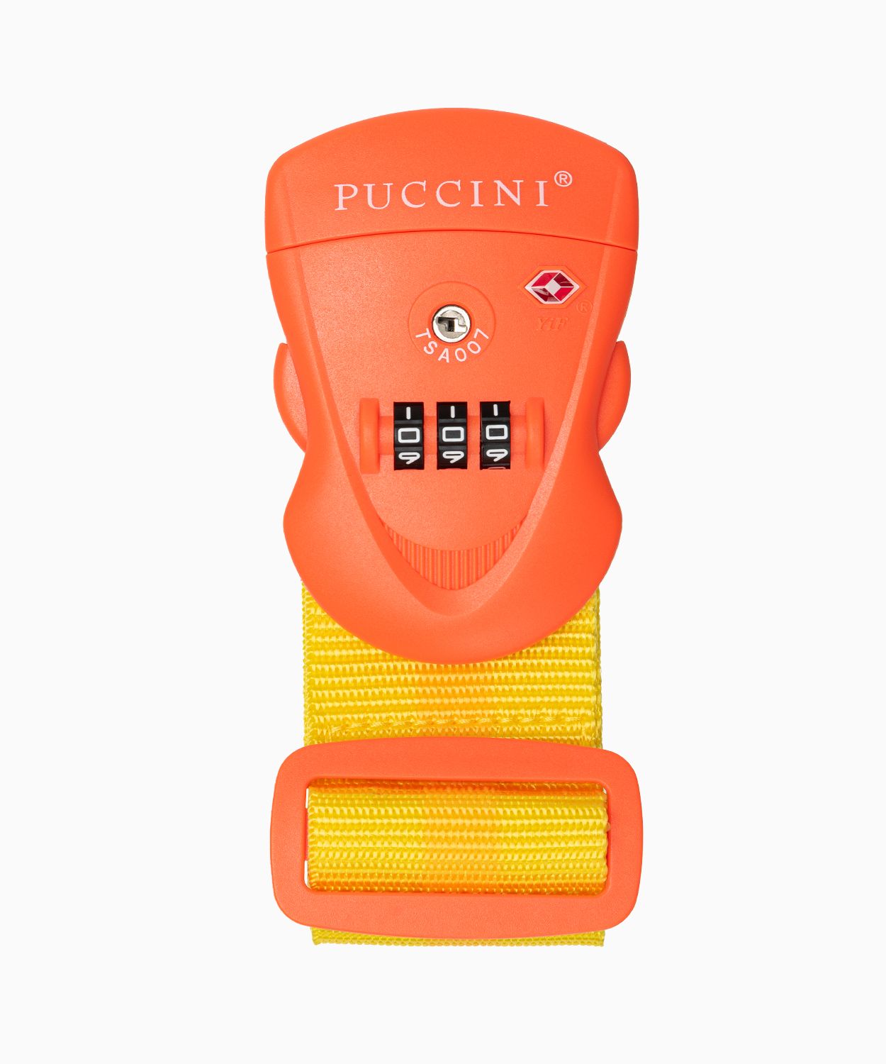 Žltý bezpečnostný pás na batožinu s kódom TSA