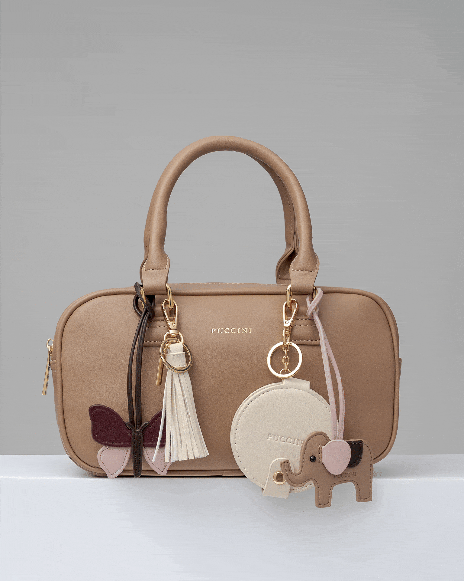 Kľúčový prívěšok na kabelku béžový