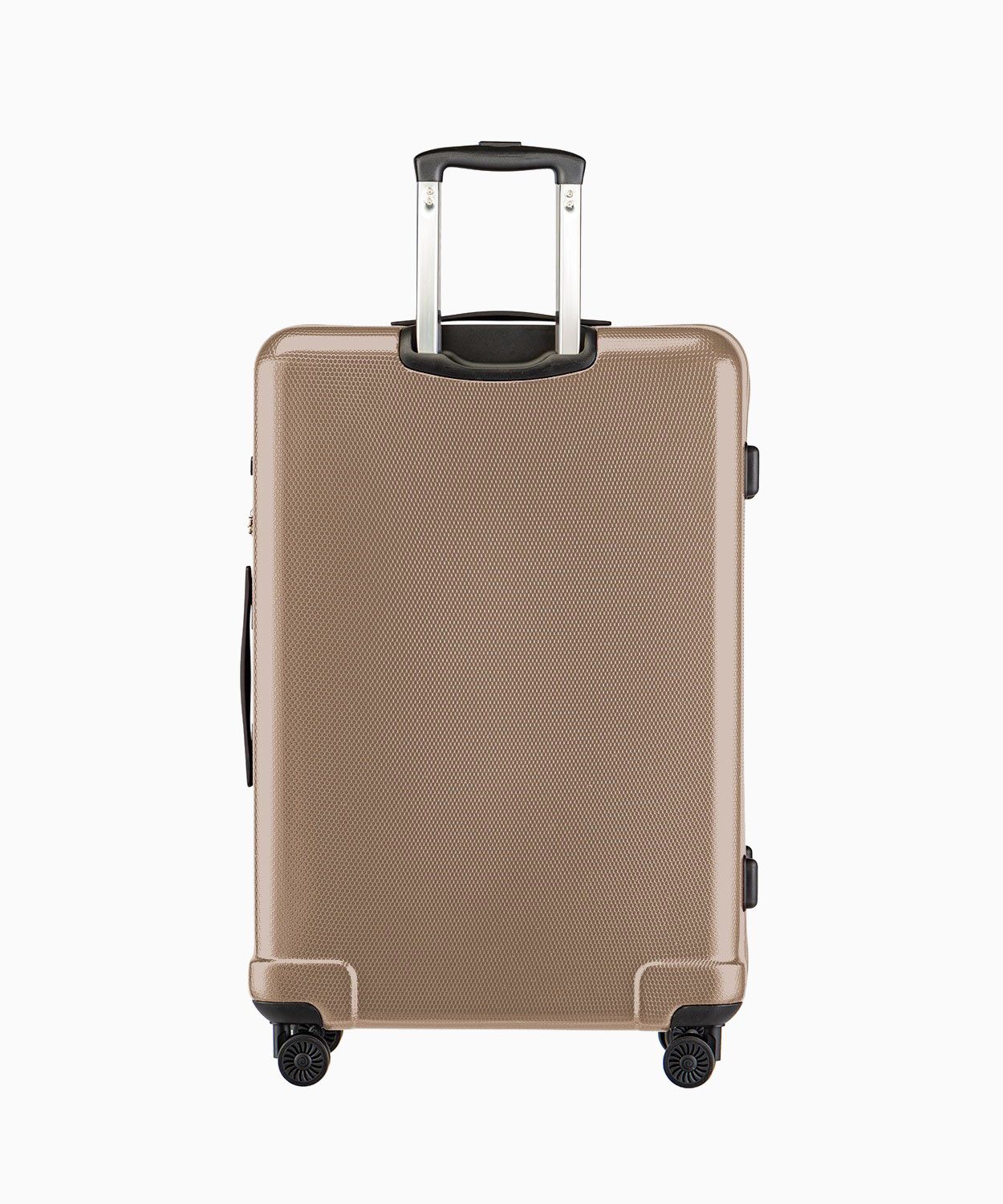 Stredný tvrdý kufor v odtieni champagne s voštinovým povrchom