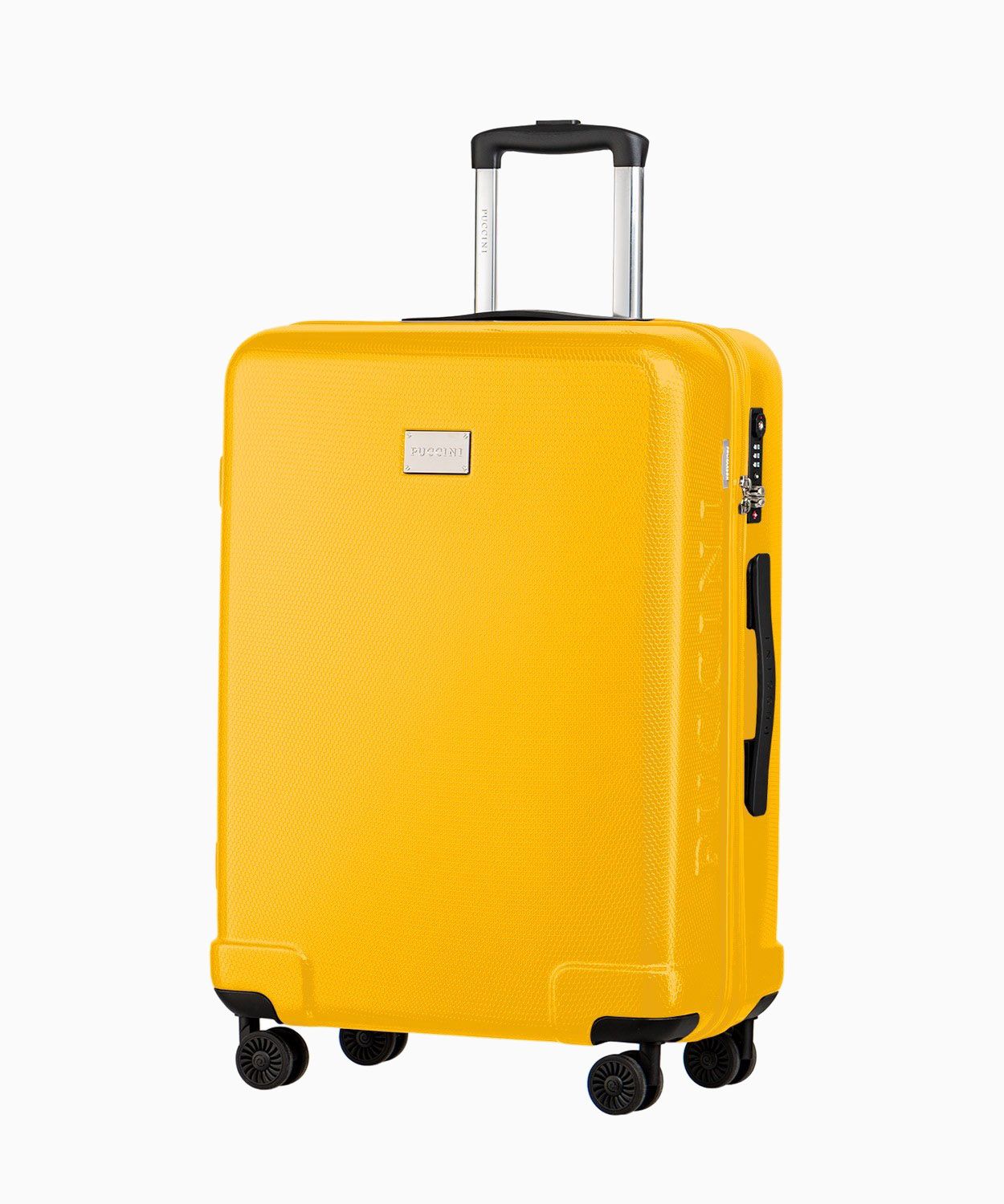 Žlté stredný tvrdý kufor s voštinovým povrchom